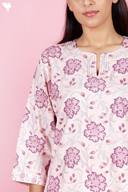 Bizzy Lizzy Kurta And Pant Set With Kota Dupatta In Block Print